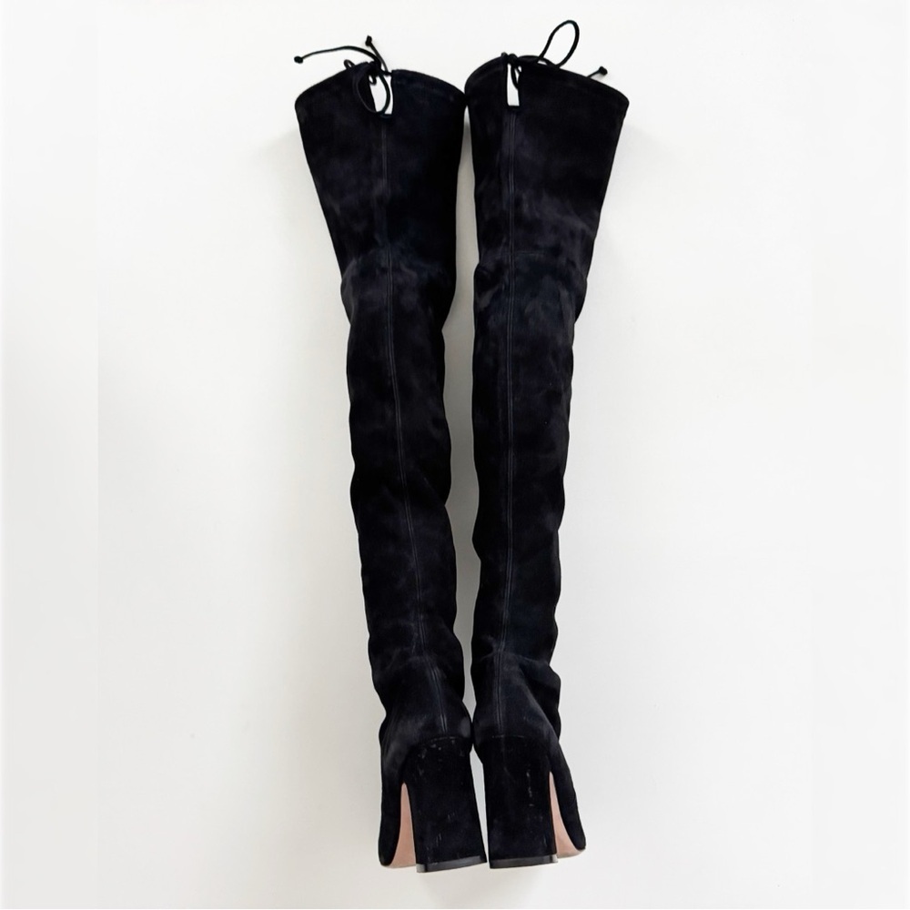 Stuart Weitzman Kirstie 90 Suede Over The Knee Boots Tall Black Classic 5 Narrow - Picture 11 of 15